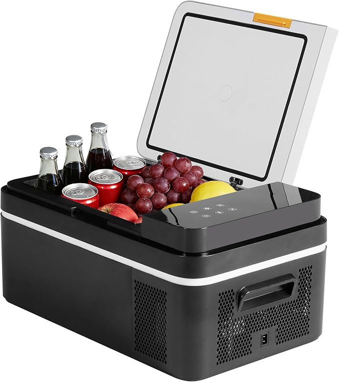 OLIXIS Portable Car Refrigerator, 21QT Single-Zone Electric Cooler for Vehicles, -4℉-68℉ Freezer Smart Control via Bluetooth with Car Battery Protection, Child Lock, 12/24V DC & 100-240V AC Powered