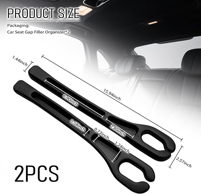 2PCS Car Seat Gap Filler Organizer,Soft Car Gap Filler Organizer for Filling Gaps with Storage Slots,Versatile Cars Seat Gaps Fillers Strip Cars Interior Accessories