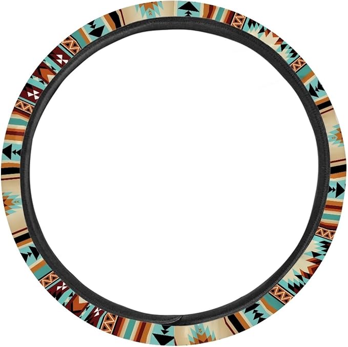 SEANATIVE Ethnic Aztec Car Steering Wheel Cover Universal Car Accessory for Diverse Cars Neoprene Dust Cover for Steering Wheel