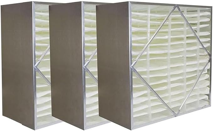 Filterbuy 24x24x12 Air Filter No Header (3-Pack), Rigid Cell Box Filters HVAC (Actual Size: 23.38 x 23.38 x 11.38)