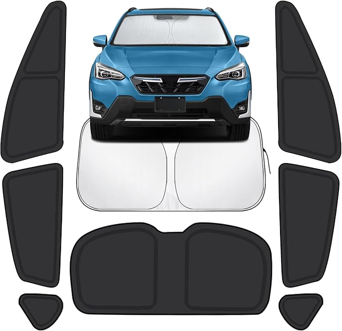 Car Window Shades for Subaru Crosstrek 2018-2023 Accessories - Full Set 8PCS Side Window Sunshades with Memory Frame & Blackout Fabric, Privacy UV Shield for Camping/Travel