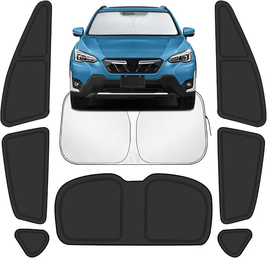 Car Window Shades for Subaru Crosstrek 2018-2023 Accessories - Full Set 8PCS Side Window Sunshades with Memory Frame & Blackout Fabric, Privacy UV Shield for Camping/Travel
