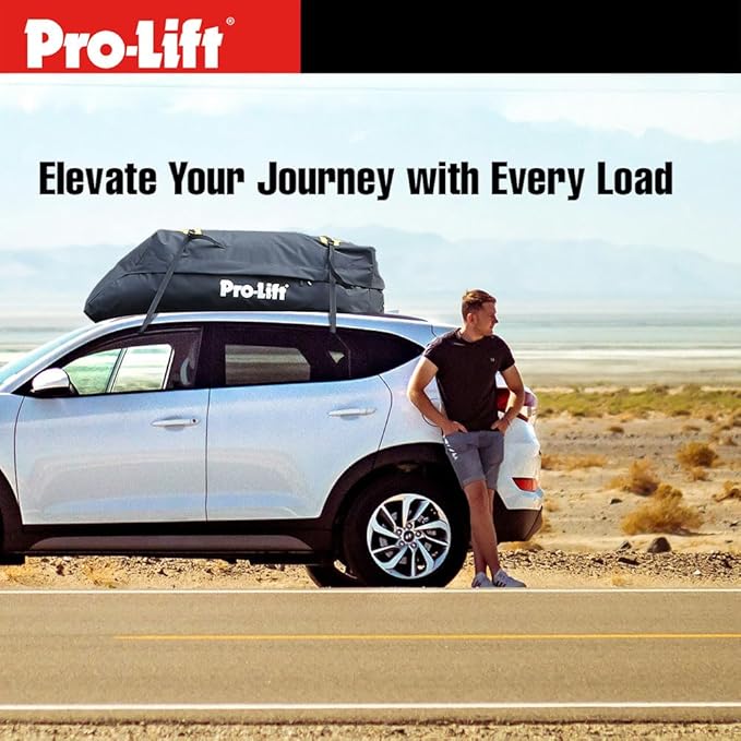 Pro-Lift Rooftop Cargo Carrier Waterproof – 15 Cubic Feet Softshell Roof Luggage Bag for All Cars with/Without Rack, Includes Anti-Slip Mat, Reinforced Straps, Door Hooks, Storage Bag