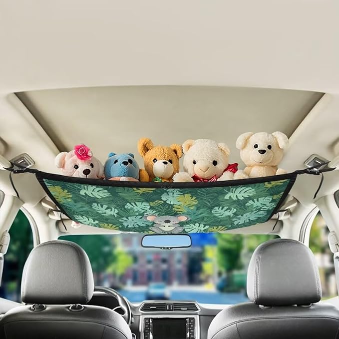 Koala Palm Leaf Car Seat Organizer Roof Storage Tidy Pouch Pocket Car Travel Accessories Suitable for Cars, SUVs