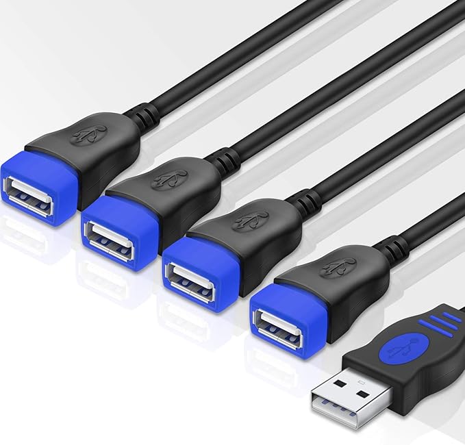 ANDTOBO USB 1 to 4 Splitter, USB 2.0 Y Splitter Charger Cable USB 1 Male to 4 Female Power Cord Extension Hub Cable for PC/PS4/MacBook/Laptop/TV/LED Etc,Navy