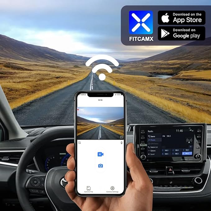 Fitcamx Front 2K and Rear 1080P Dash Cam Adapts for Toyota Corolla LE L XLE XSE SE 2020 2021 2022 Hybrid & Hatchback 2019-2022 (E210/Gen12), OEM Factory Look, Loop Recording WiFi, G-Sensor, 64GB Card