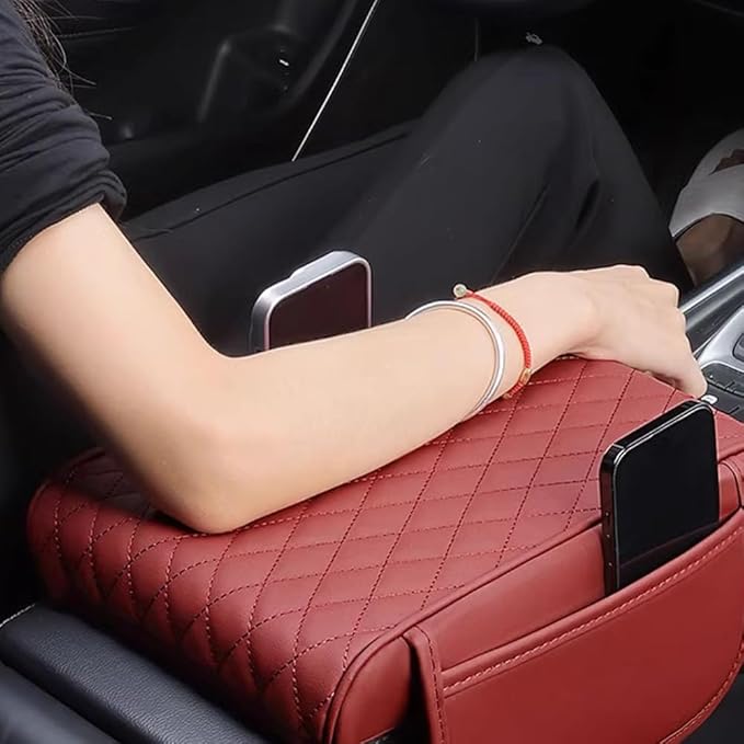 Car Armrest Pad for Lexus GX J150 J120 GX 460 400 GX OR Leather Armrest Box Mat Center Console Cushion Pad Universal Armrest Seat Box Cover Protector,Beige