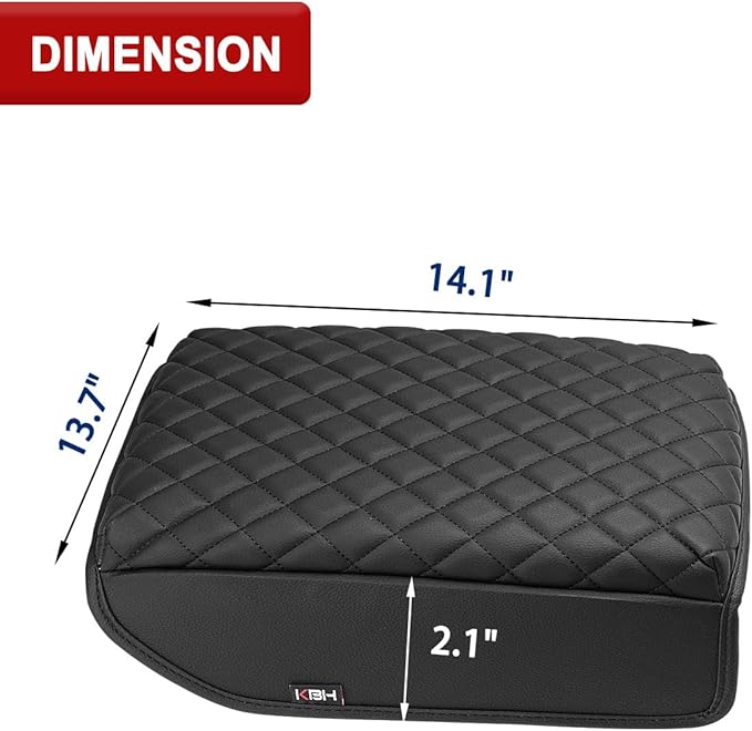 KBH Center Console Armrest Cover for Infiniti QX60 & JX35, Nissan Pathfinder 2013 2014 2015 2016 2017 2018 2019 2020, Vinyl Leather Trim, Middle Console Lid Protector, Anti-Scratch, Black