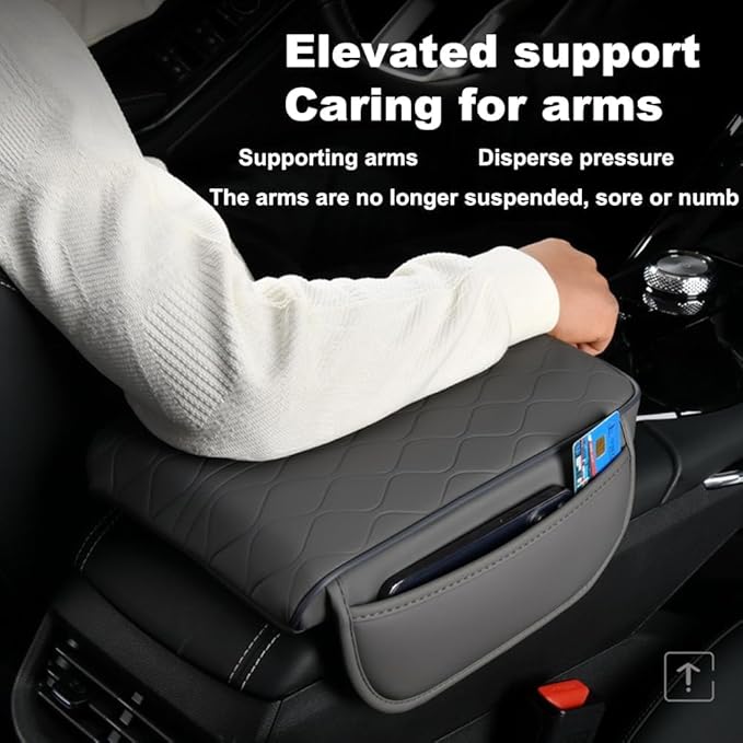 1 Pack Car Center Console Cover Custom Fit for Acura RDX 2013 2019-2023 2024 2025, Leather Memory Foam Armrest Cushion Protector, Anti-Scratch Durable Armrest Pad,Black