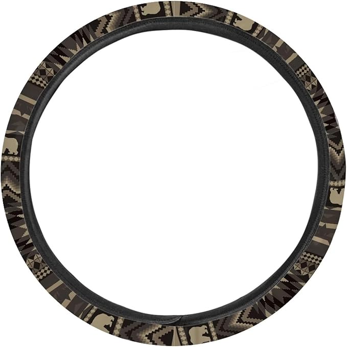 SEANATIVE Bear US Flag Vehicle Steering Wheel Cover Universe Space Universal Stretch Wrap Covers Auto Accessiores 15 inch fit Most Car Van Truck Sedan