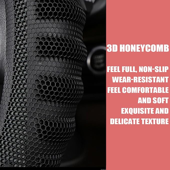 Car Steering Wheel Cover, Anti-Slip Leather Breathable Comfortable Automotive Steering Wheel Cover Protector Decoration for Men and Women, 15 Inch Universal for SUV, Truck, RV（Black）