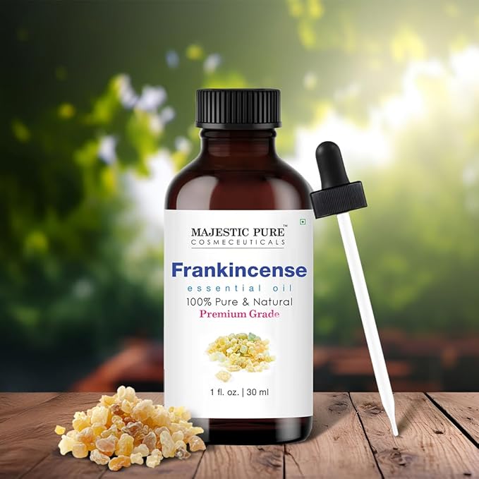 Majestic Pure Essential Oil with Glass Dropper - 100% Pure and Natural - Essential Oils for Diffuser, Aromatherapy, Soap and Candle Making, Frankincense Essential Oil, Frankincense Oil, 1 Fl Oz