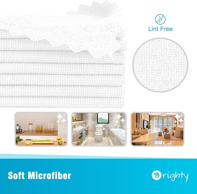 Orighty Cleaning Cloths Bulk, 150 Pack Shop Rags Reusable, Multi-Purpose Shop Towels for Cars, Microfiber Cleaning Rags for Automotive, Mechanic, Kitchen, Lint Free Towels 11.5’’ x 11.5’’, White