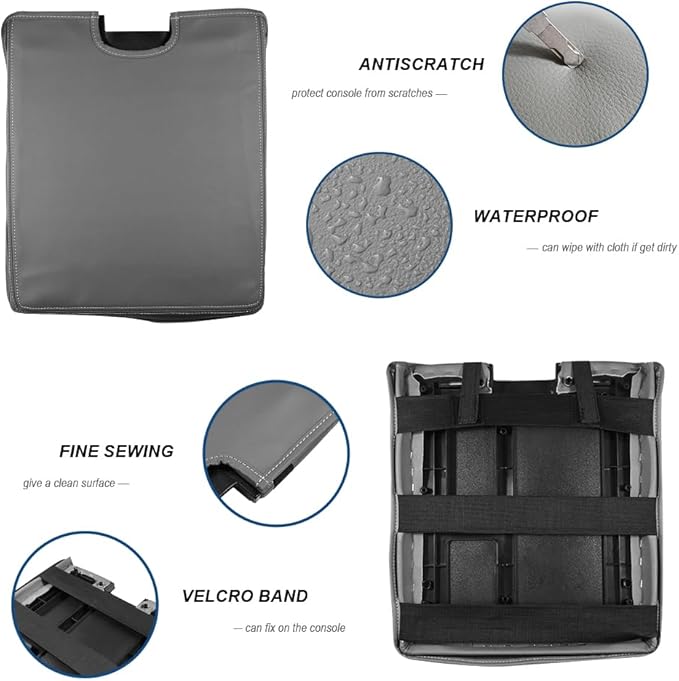 DEYTOP Center Console Cover for Chevy Silverado & Tahoe 2007-2013 Console Armrest Cover for GMC Sierra 2007-2013 Car Cushion Protector Pad ( Jump Seat Console ONLY) (Gray, 07-17 JUMP SEAT)
