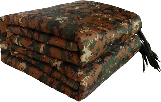 Camo Poncho Liner, Army Blanket, Military Sleeping Bag, with A Compression Carrying Bag, for Traveling, Hiking, Camping, Outdoor Survival, Car Blanket