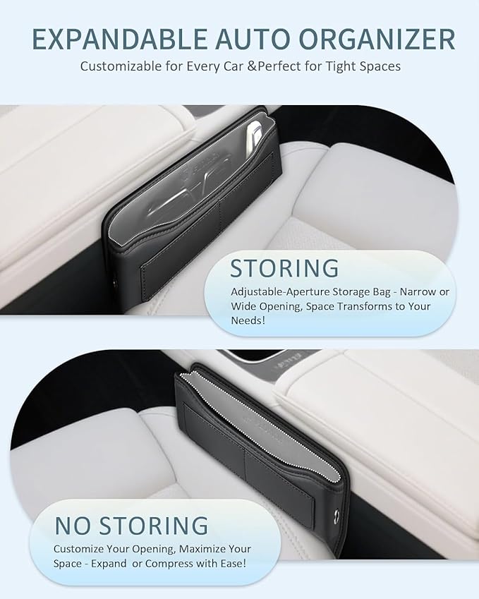 FLORICH Car Seat Gap Filler Organizer, Premium Leather Car Gap Filler for Car, Car Seat Organizer and Storages Between Seat Car Gap Filler Universal Fit for Car SUV Truck
