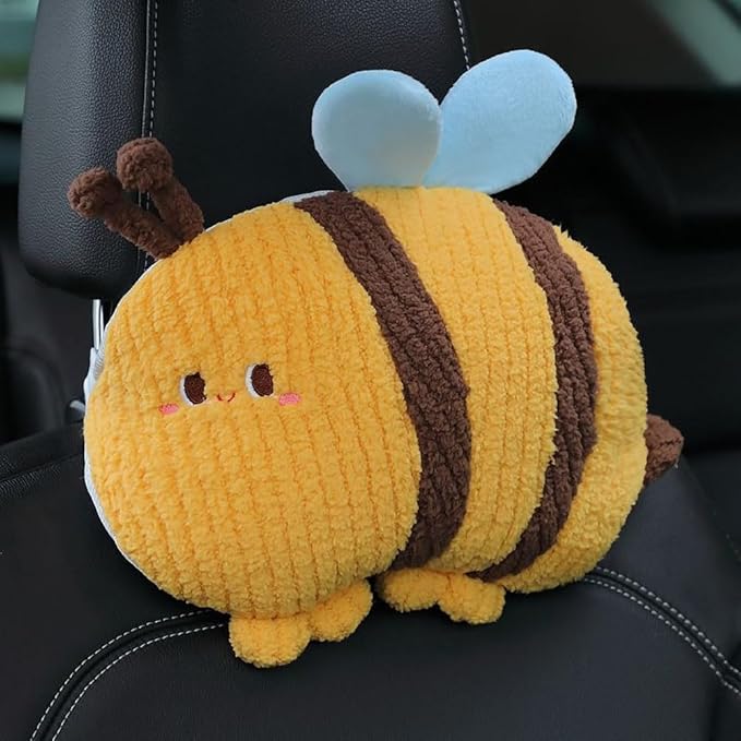 Bee Shaped Car Headrest Pillow Neck Rest Driver Seat Cushion 1 PCS- Neck Pillow