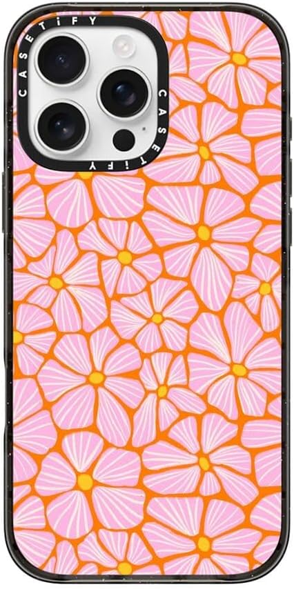 CASETiFY Impact iPhone 16 Pro Max Case [Slim/Compatible with Magsafe / 8.2 ft. 4X Military Grade Drop Protection] - Mosaic Flowers by Sandra Hutter - Clear Black