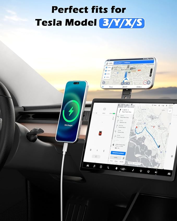 CloudValley Magnetic Phone Laptop Holder Mount, Foldable Hidden Portable Stand for iPhone 17/16/15/14/13 & All Phone, Clamp for Monitor Side, Compatible with Laptop, Desktop, Tesla Model 3/ Y, Black