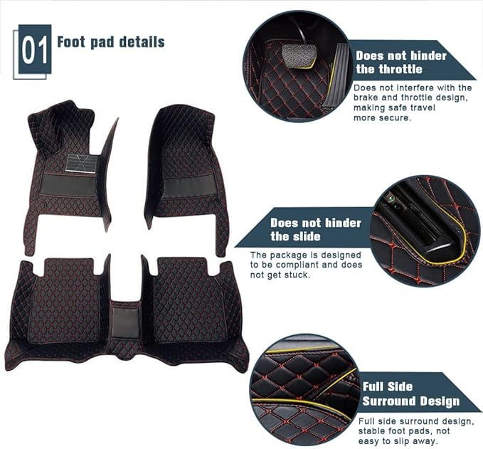 Custom Car Floor Mats Custom Logo/Pattern for SUV Van Truck Sedan Coupe Car Mats Full Surrouded Floor Mat All Weather Waterproof and Anti-Slip Protection Car Floor Liners(Black Beige)