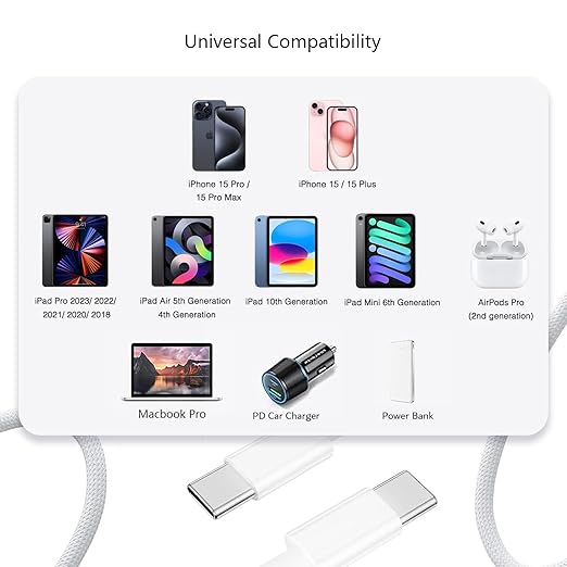 6FT 20W USB Type C Fast Charger Block for iPhone 16e 17 16 15 Pro MaX,AirPods 4 4th, AirPods Pro 3 2 2nd, iPad Pro Air 13/12.9,iPad 10th Tablet,Samsung Galaxy A16 A15 A14 5G A54 A03S A53 A23 A34