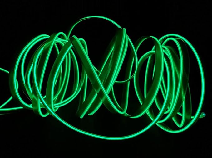 ABALDI El Wire Car Light Electroluminescence Light Glowing Neon String Lights for Car Door/Console/Seat/Dash Board Decoration(5m/16ft,Green)