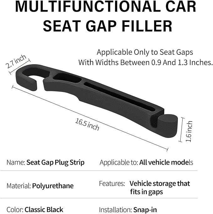 7F Car Organizers and Storage Set of 2, Car Seat Gap Filler with Hook and Window Breaker Tool, Universal Car accessories, Fit SUV Truck Storage, Black