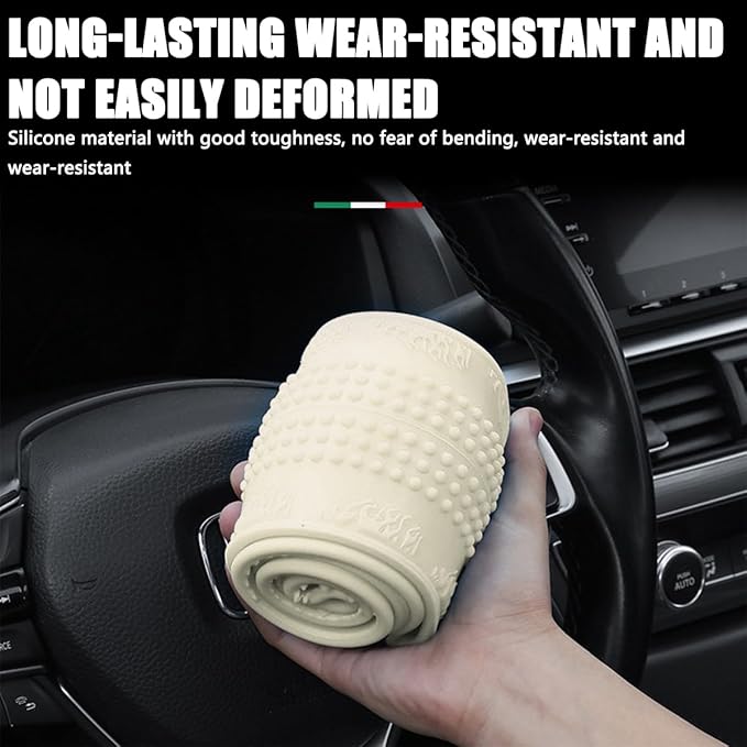 Steering Wheel Cover, Car Silicone Steering Wheel Protector, Anti-Slip Soft Odorless Wheel Covers, Universal 14-15 Inch Steering Wheel, Automotive Interior Accessories (Beige)