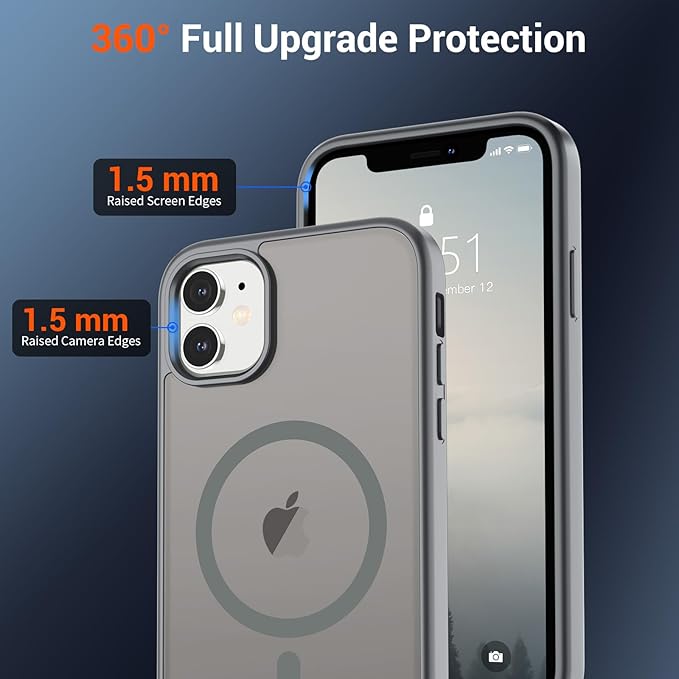 SUPFINE Magnetic for iPhone 12 Case/iPhone 12 Pro Case (Compatible with MagSafe) (Military Grade Drop Protection) Slim Translucent Matte Shockproof with Anti-Fingerprint Phone Case,Gray