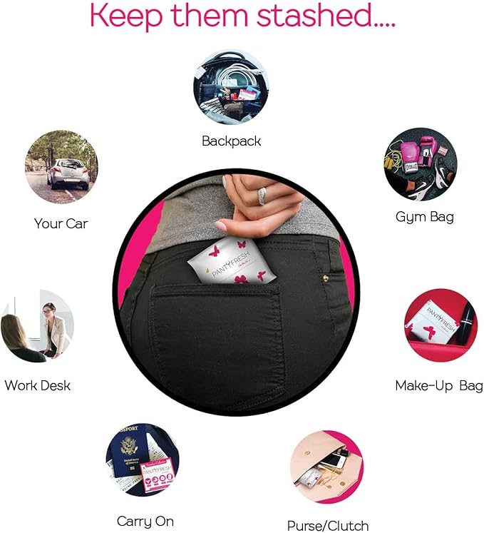 4in1 Essential Hygiene Kit Includes Seamless Thong Underwear, Fresh Wipe & Panty Liner - Accidents Travel Toiletry Kit On-the-Go Period Kit