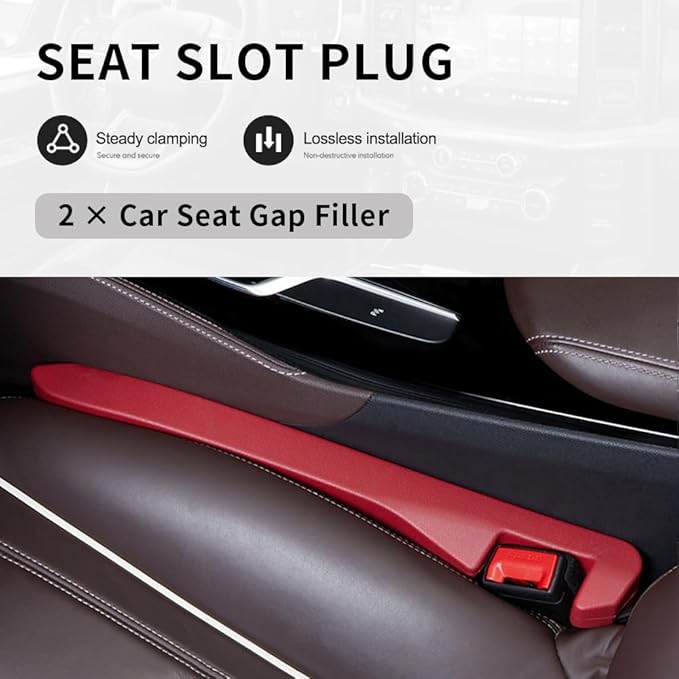KIFIDAN 2PCS Car Seat Gap Filler,Flexible Seat Gap Organizer Between Seats for Tightly Filling Seat Gaps,Universal Car Side Seat Gap Filler Interior Car Accessories for Women & Men (Red)
