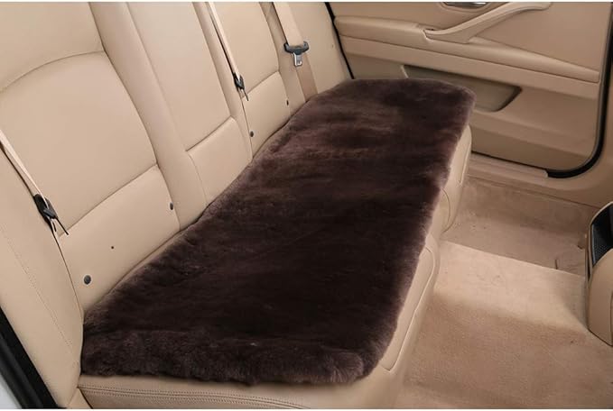OGLAND Fluffy Genuine Australia Sheepskin Car Seat Cover for Auto Interior Accessories with Soft Fuzzy Wool Eco-Friendly Natural Fur Non-Slip (Teak, Back)