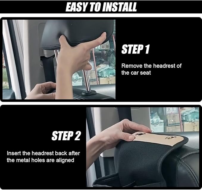 Car Back Seat Organizer, Waterproof PU Leather Car Hanging Storage Bag, Multipurpose Front & Backseat Car Seat Storage Organizer, Universal Interior Car Accessories for Most Vehicles (Black)
