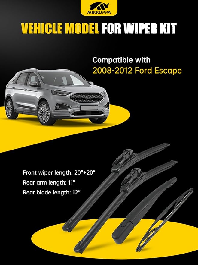 MIKKUPPA 20"/20"/12"/11" Windshield Wiper Blades - Replacement for 2008-2012 Ford Escape - Original Factory Quality Front and Rear Wipers Blade Set for My Car - Pinch Tab (Pack of 4)