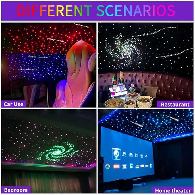 32W Starlight Headliner Light,1300pcs 9.8ft Dual Port Dual Color LED Star Ceiling Fiber Optic Light Kit APP/Remote Control White Shooting Star,for Car/Home/Party