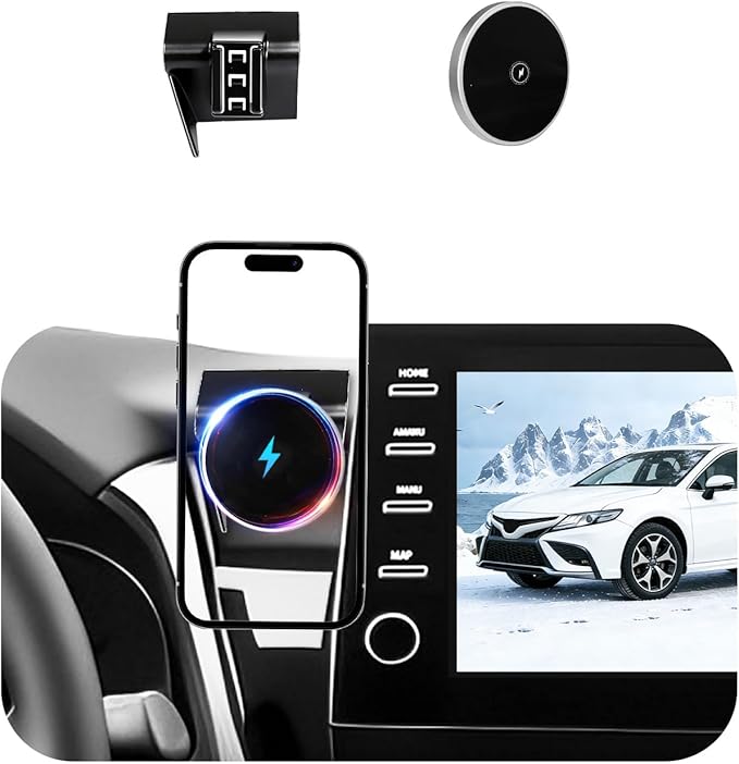 Car Phone Holder for Toyota Camry (2021-2023 2024), MagSafe Car Mount Charger, Magnetic Phone Holder, 15W Wireless Charging, Dashboard Phone Holder, 360° & Hands Free, 2022 Camry Interior Accessories