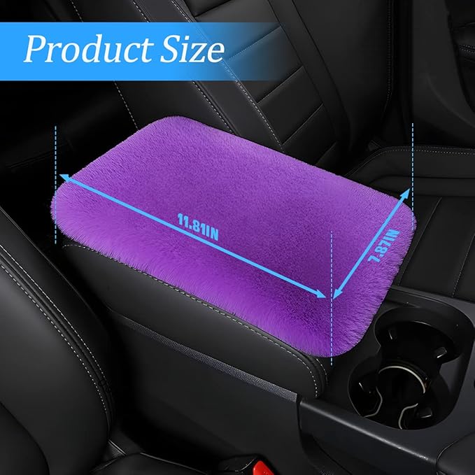 Fluffy Car Armrest Cover, Universal Car Center Console Pad, Car Armrest Seat Box Cover Decor Accessories For Women Men, Armrest Seat Box Cover Protector For Most Vehicle, SUV, Truck, Car (Purple)