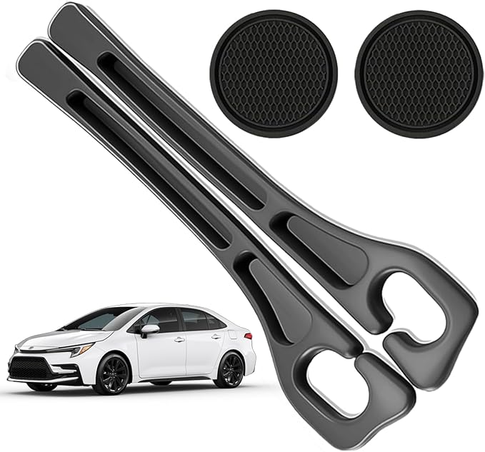Car Seat Gap Filler Organizer Compatible with Toyota Corolla Accessories Seat Gap Plug Blocker with Storage Slot Non-Slip Car Cup Holder Coaster Black