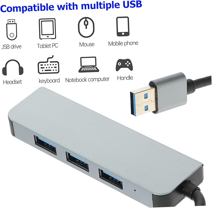 USB Hub Splitter USB Expander for Laptop Compact Design with Fast Data Transfer up to Compatible with Keyboards Mice and More