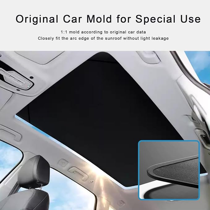 Sunshade Roof Compatible with Audi Q5 2009-2017 SUV, Heat Insulation Sunroof Shade, Foldable Glass Roof Shade with Storage Bag, Black