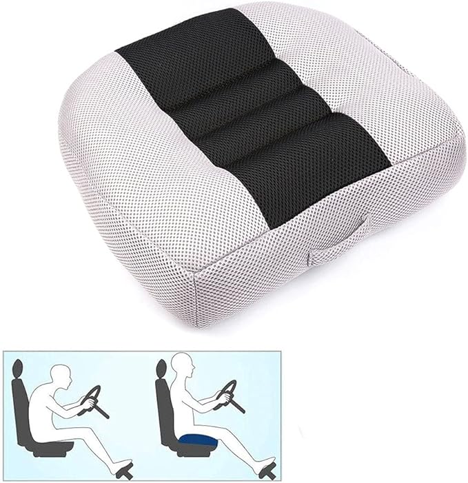 Srutirbo Car Booster Seat Cushion Heightening Height Boost Mat, Breathable Mesh Portable Car Seat Pad Angle Lift Seat for Car, Office,Home (Gray)