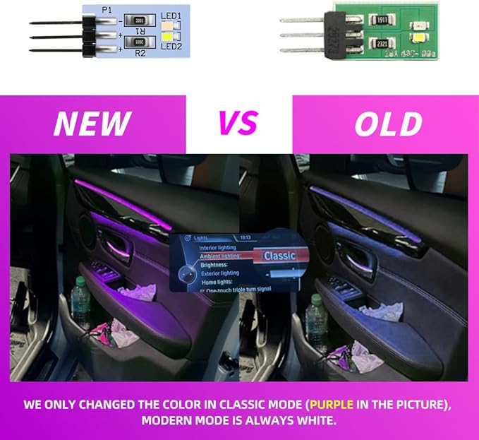 NJSBYL 10PCS Door Pocket Penal Ambient Circuit Board for B-MW X1 2016-2022, Gran Turismo 2020-2017, 7 Series F01/LWB F02 LCI 2012-2015 Interior Door Panel Light Purple-White Courtesy Light Kit