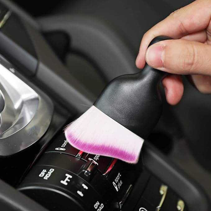 AOCISKA Car Interior Detailing Brush,Soft Bristle Cleaning Brush Car Detailing Brush Dusting Brush,Car Interior Cleaning Tool,Auto Detail Brush Car Dash Duster Brush (Black&Purple)
