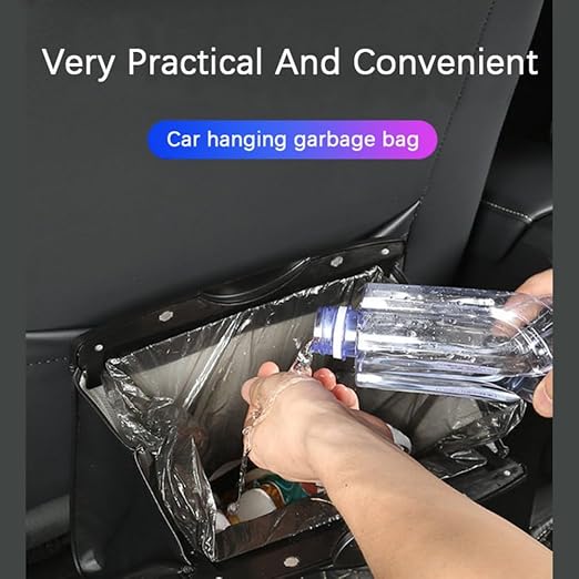 Car Leather Trash Can Auto Back Seat Trash Bag Trash Basket Storage Bag Portable Office Household Trash Bag Car Interior Accessories