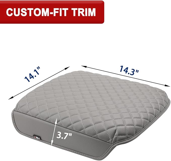 KBH Center Console Armrest Cover for 2019-2026 Chevy Silverado & GMC Sierra, 2021-2026 Tahoe & Suburban & Yukon Accessories, Vinyl Leather, Gideon Gray (Fits Bucket Seat Console Only)