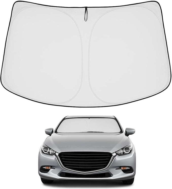 Proadsy 2026 Upgrade Front Windshield Sun Shade Foldable Sunshade Protector Custom Fit 2014-2018 Mazda 3 Accessories