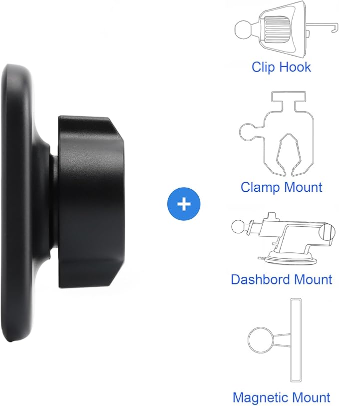 EagleFlight 17mm Magnetic Phone Mount Base for MagSafe - 5.5LBS Strong Magnet,Universal Car Accessory for iPhone 16/15/14/13/12, Secure Hold on Bumpy Roads, 360° Rotation, Rubber Protection