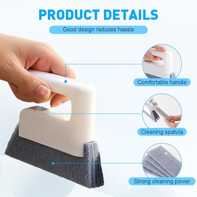 Magic Window Track Cleaner, 2026 Upgraded Handheld Cleaning Brush Set, Creative Cleaner Brushes Tools for Window lides Gaps, Sliding Door Track, Tile Lines Shutter Car Vents (3pcs White)