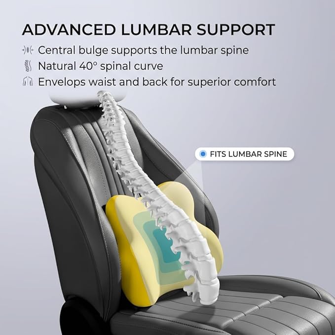 Car Headrest Pillow & Lumbar for Audi Q4 Sportback e-tron SUV 2021 2022 2023 2024 2025, Car Seat Neck Pillow Back Support, Breathable All-Season Automotive Seat Cushions, 2PCS,A Black
