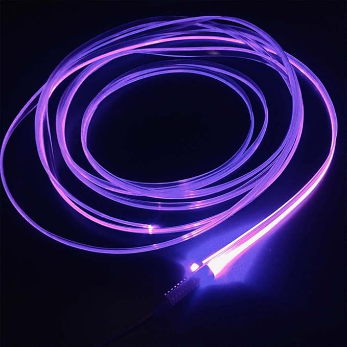 2mm 5meters Car Home LED Ambient Plastic Optic Fiber Light Source Kit Tool Free (12V,Purple)